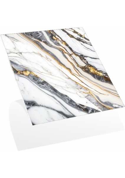 4'lü Paket 30 cm x 30 cm Ebatında Beyaz Inci Model Yapışkanlı Pvc Yer Karosu