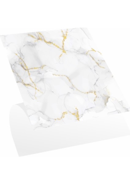 4'lü Paket 30 cm x 30 cm Ebatında Beyaz Mermer Model Pvc Yer Karosu