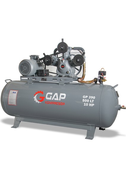 Pistonlu Hava Kompresörü 500LT 3 Kafa 8 Bar 10HP GP390