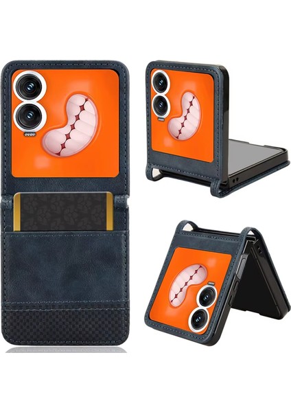 Tecno Phantom V Flip2 Retro Tasarım Kartlıklı Deri KILIF-AL5119