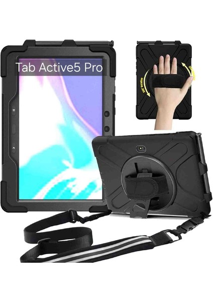 Samsung Galaxy Tab Active5 Pro SM-X350 Uyumlu Tam Koruyuculu Askılı Standlı Zirh Tank Kılıf