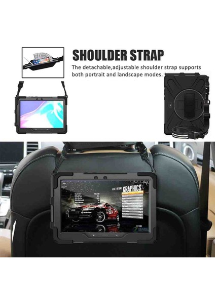 Samsung Galaxy Tab Active5 Pro SM-X350 Uyumlu Tam Koruyuculu Askılı Standlı Zirh Tank Kılıf