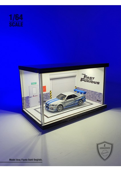 Fast And Furious Diecast LED Işıklı Akrilik Korumalı Stand/diorama 1:64 Ölçek