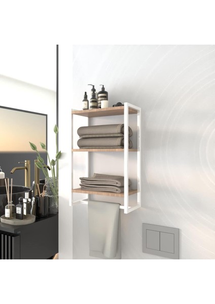 Dekoratif Metal Banyo Düzenleyici - Metal Açık Havluluk - Metal Organizer - 8