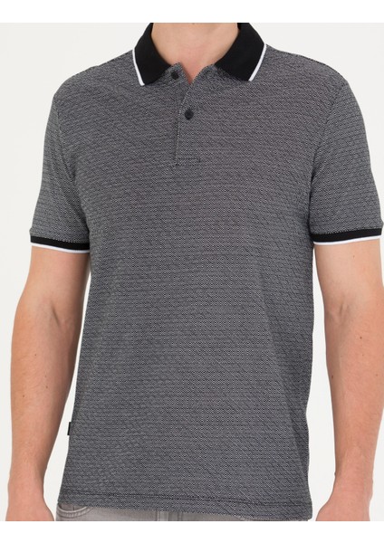 Erkek Siyah Slim Fit Polo Yaka Tişört 50273588-VR046