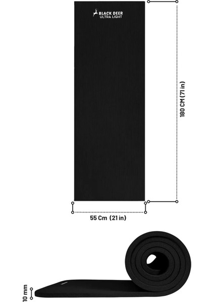 Ultra Light Pilates Yoga Kamp Matı Egzersiz Minderi Kaymaz Taban 180X55 cm 10 mm indirimleri