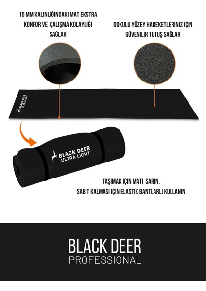 Ultra Light Pilates Yoga Kamp Matı Egzersiz Minderi Kaymaz Taban 180X55 cm 10 mm