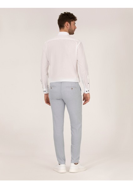 Erkek Açık Mavi Slim Fit Beli Lastikli Chino Pantolon 50271248-VR003