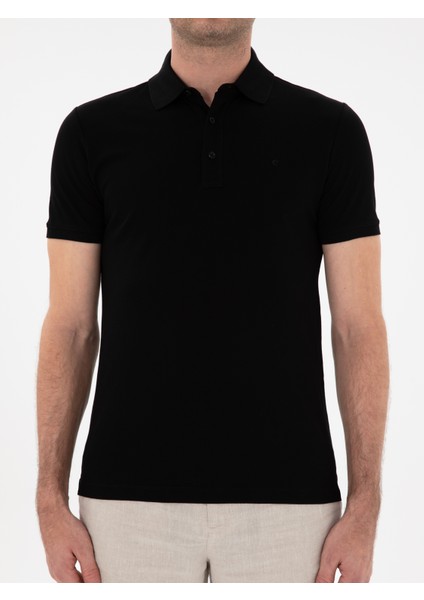 Erkek Siyah Slim Fit Basic Tişört 50284769-VR046