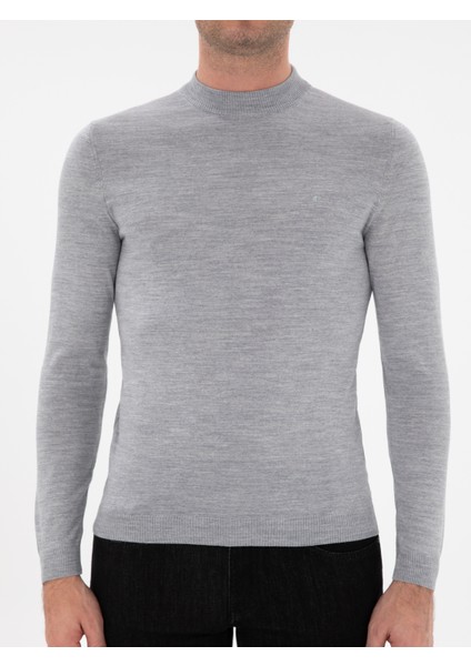 Erkek Gri Slim Fit Basic Kazak 50296402-VR024