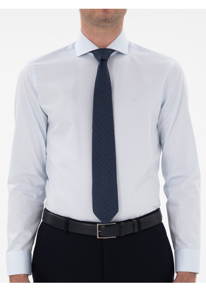 Erkek Açık Mavi Slim Fit Italyan Yaka Klasik Gömlek 50305851-VR003
