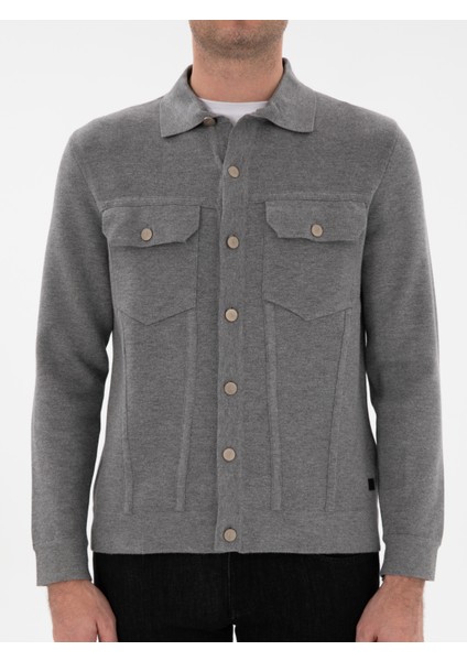 Erkek Gri Regular Fit Triko Hırka 50291621-VR024