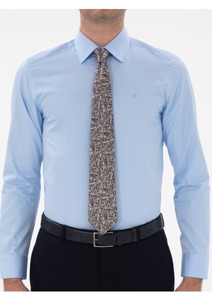 Erkek Mavi Slim Fit Klasik Yaka Basic Gömlek 50304037-VR036