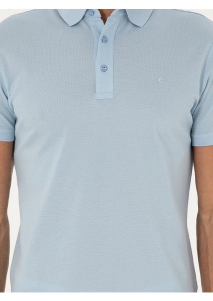 Erkek Açık Mavi Slim Fit Basic Tişört 50284769-VR095