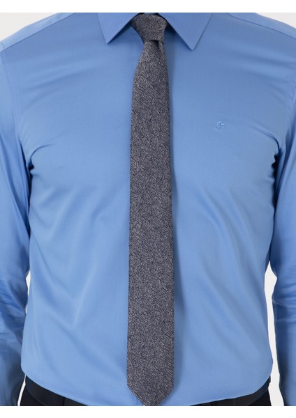 Erkek Mavi Slim Fit Pamuklu Klasik Gömlek 50311551-VR036
