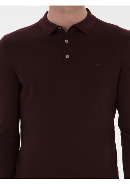 Erkek Bordo Slim Fit Basic Kazak 50293274-VR014
