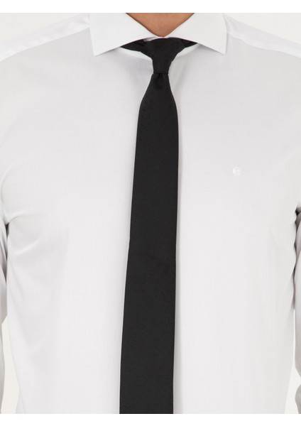 Erkek Beyaz Slim Fit %100 Pamuk İtalyan Yaka Klasik Gömlek 50268927-VR013