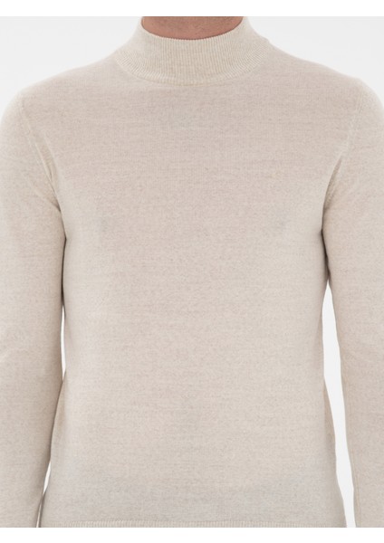 Erkek Bej Slim Fit Basic Kazak 50293281-VR011