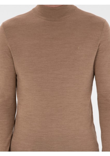 Erkek Camel Slim Fit Basic Kazak 50293281-VR015