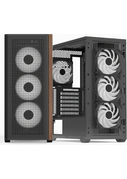D501A Black 850W 80+ Bronze Atx 3.1, 4X12CM A-Rgb Fanlı, Ahşap Ön Panel Detaylı, Tempered Cam Yan ve Mesh Ön Panel, USB Type-C, Atx Bilgisayar Kasası (AE-D501A-BK850BR)