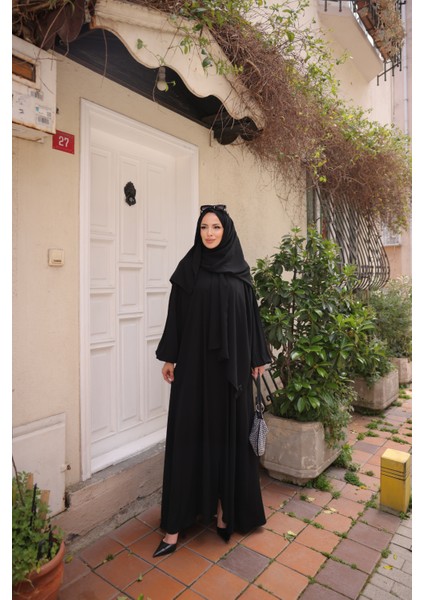 Kendinden Şallı Abaya Ferace -Medine Ipeği