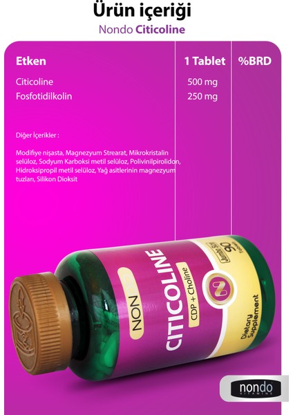 Sitikolin 90 Tablet (Jumbo Boy 3 Aylık Kullanım Citicoline, Fosfotidikolin)
