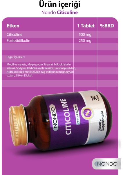Citicoline 30 Tablet (Sitikolin 30 Tablet, Fosfotidilkolin)