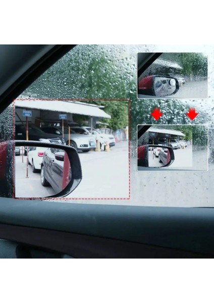 4 Parça Yan Aynalar ve Yan Camlar Için Araç Ayna Yağmur Kaydırıcı ve Cam Buğu Önleyici Film Seti (4401)