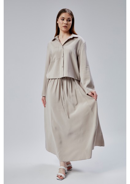 Bej Oversize Gömlek modelleri