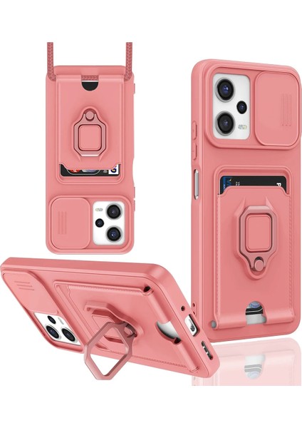 Xiaomi Poco X5 5g Kılıf Zuma Kartvizitli Yüzüklü Silikon - Pembe Ynsmr