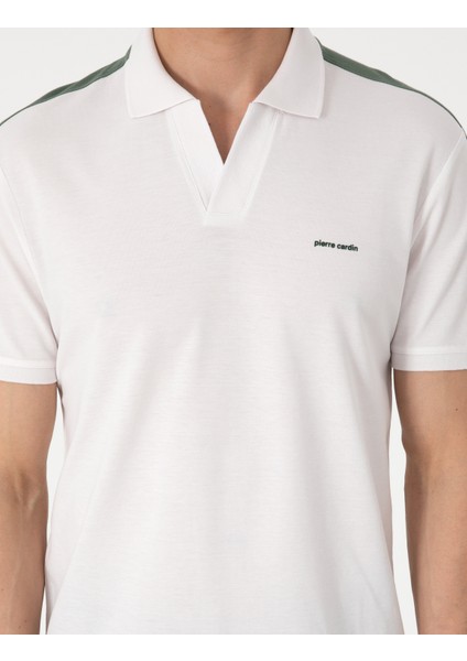 Erkek Haki Kol Detaylı Slim Fit Polo Yaka Tişört 50307520-VR027