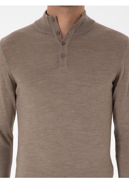 Erkek Vizon Slim Fit Kazak 50311699-VR052