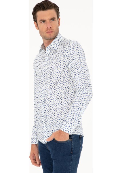 Erkek Mavi Slim Fit Uzun Kollu Gömlek 50233358-VR036