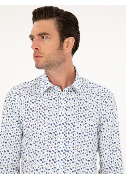 Erkek Mavi Slim Fit Uzun Kollu Gömlek 50233358-VR036
