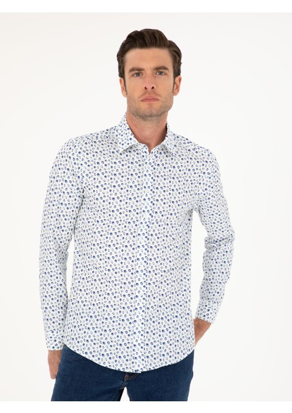 Erkek Mavi Slim Fit Uzun Kollu Gömlek 50233358-VR036