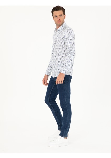Erkek Mavi Slim Fit Uzun Kollu Gömlek 50233358-VR036