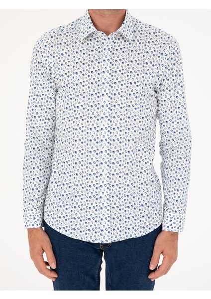 Erkek Mavi Slim Fit Uzun Kollu Gömlek 50233358-VR036