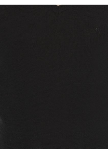 Erkek Siyah Slim Fit V Yaka Basic Triko Kazak 50211259-VR046 modelleri