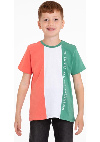 Bisiklet Yaka Kısa Kol Çift Renkli Çağla Yeşil Renk Erkek Çocuk Tshirt fiyatları