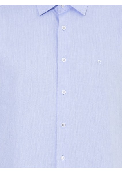 Erkek Açık Mavi Slim Fit Uzun Kollu Basic Gömlek 50268926-VR003