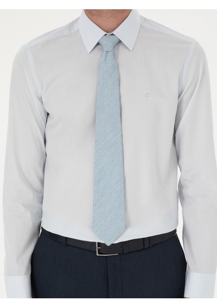 Erkek Açık Mavi Slim Fit Pamuk Klasik Gömlek 50294746-VR003