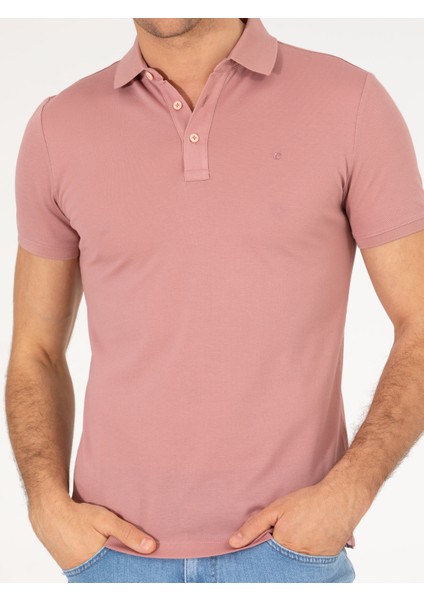 Erkek Pudra Polo Yaka Slim Fit Basic Merserize T-shirt 50265364-VR042