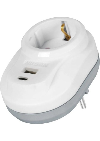 Nılson Akım Korumalı Beyaz U-C Fiş-Priz (Nilson)