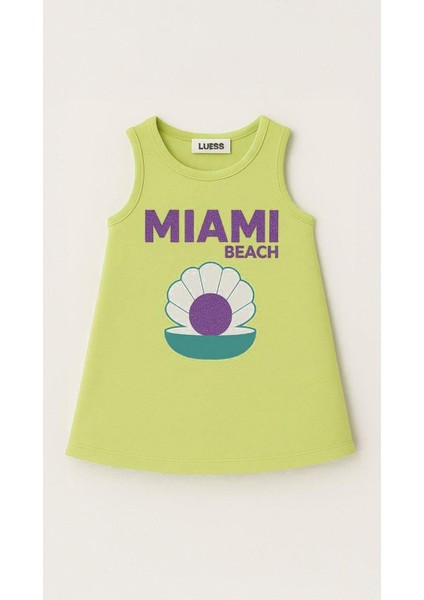 Kız Çocuk %100 Pamuklu Baskılı Havlu Elbise - Açık Yeşil (3-4 Yaş - 8-9 Yaş) fiyatları