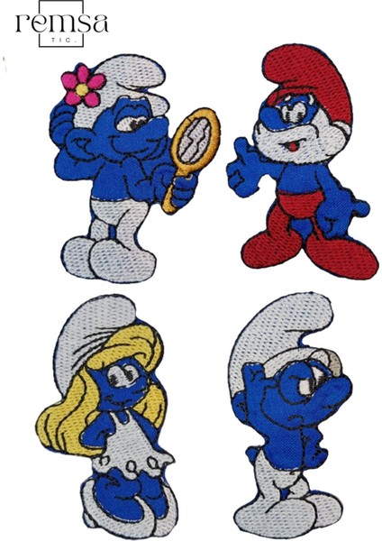 Ütü ile Yapışan Arma - Patch - Şirinler Set Modeli (4 Adet)