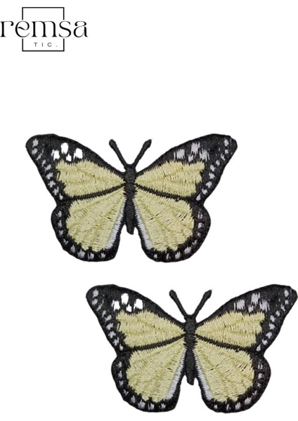 Ütü ile Yapışan Arma - Patch - Kelebek Modeli Sarı (6cm x 5,5cm) 2 Adet