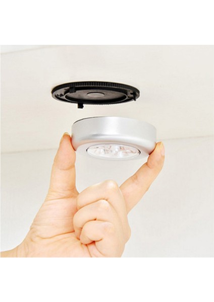 Kablosuz Spot Pilli Dokunmatik LED Lamba 3 Ledli Dolap Lambası (4401)