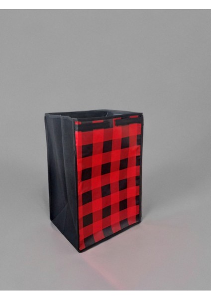 Işıltı Home Desıgn Telli Pazar Arabası Çantası Kırmızı Kareli