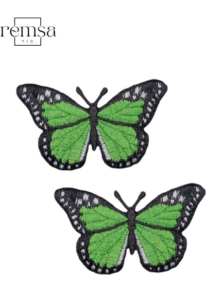 Ütü ile Yapışan Arma - Patch - Kelebek Modeli Yeşil (6cm x 5,5cm) 2 Adet