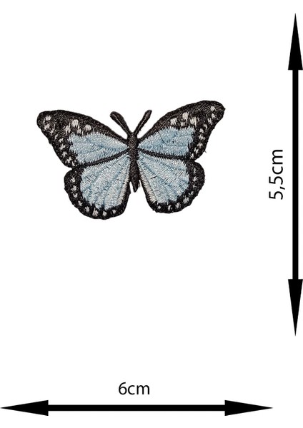 Ütü ile Yapışan Arma - Patch - Kelebek Modeli Mavi (6cm x 5,5cm) 2 Adet